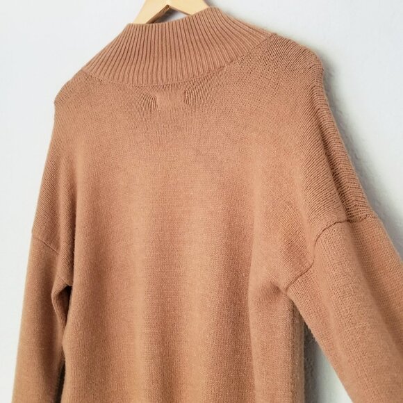 Maeve Anthropologie Crystal Longline Tunic Sweater S Camel Brown Mock Neck $118 - Picture 11 of 15